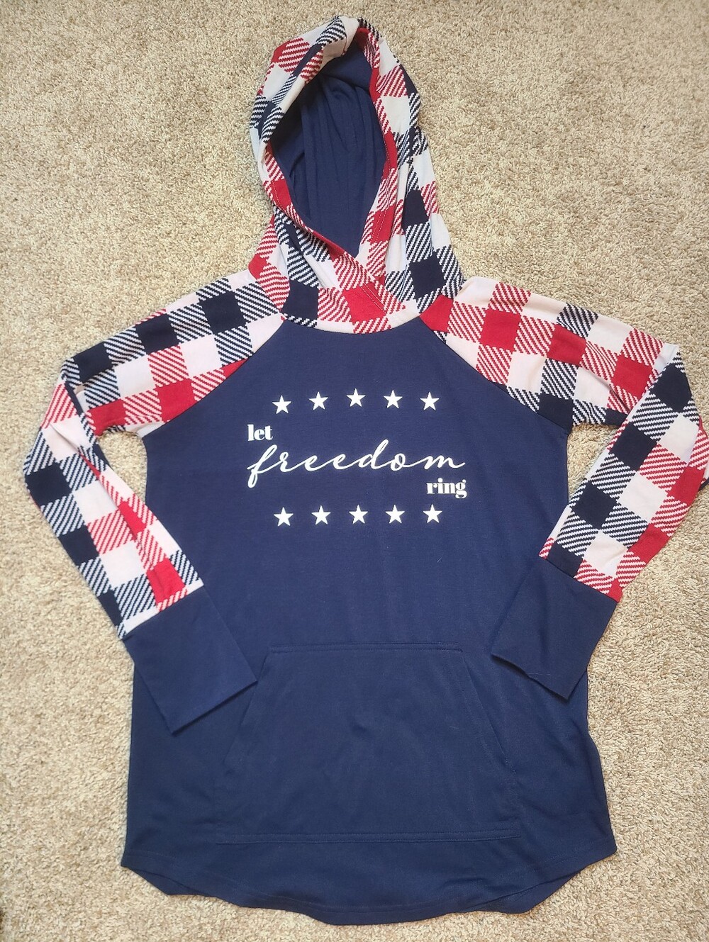 LuLaRoe Amber Hoodie Patriotic Americana Let Freedom Ring